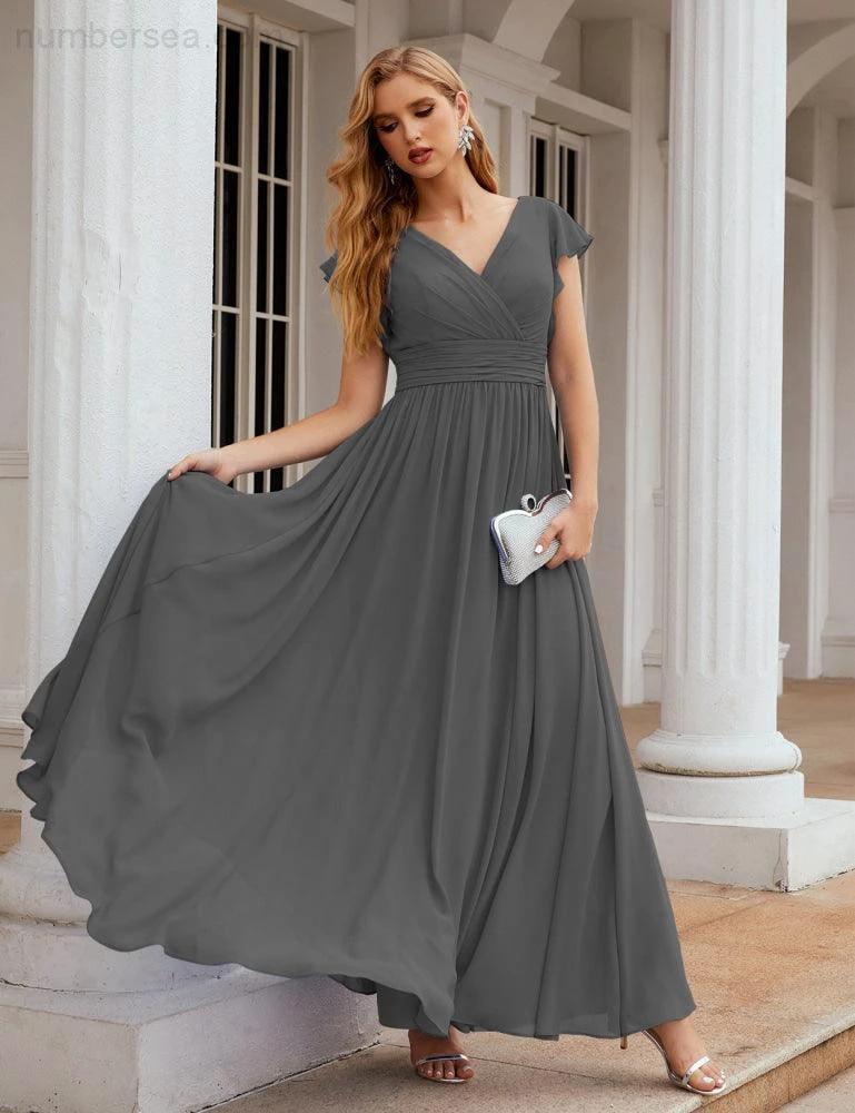 ZapDress V-Neck Bridesmaid Dress Floor Length Backless Formal Evening Dress 28024 (ZD17052)