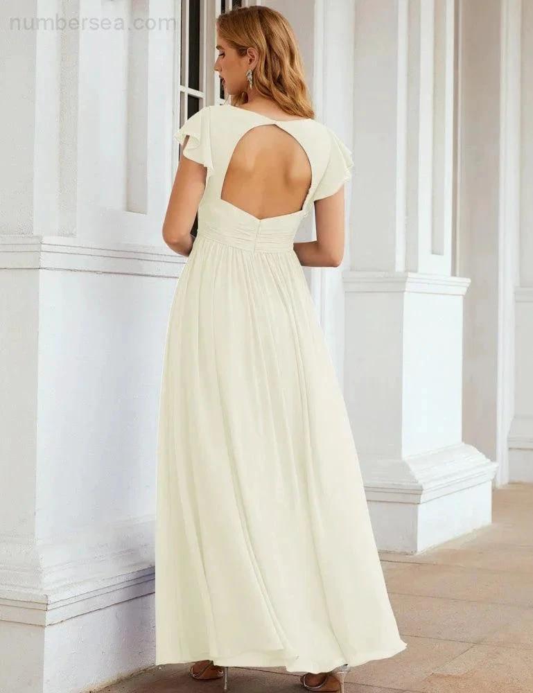 ZapDress V-Neck Bridesmaid Dress Floor Length Backless Formal Evening Dress 28024 (ZD17052)