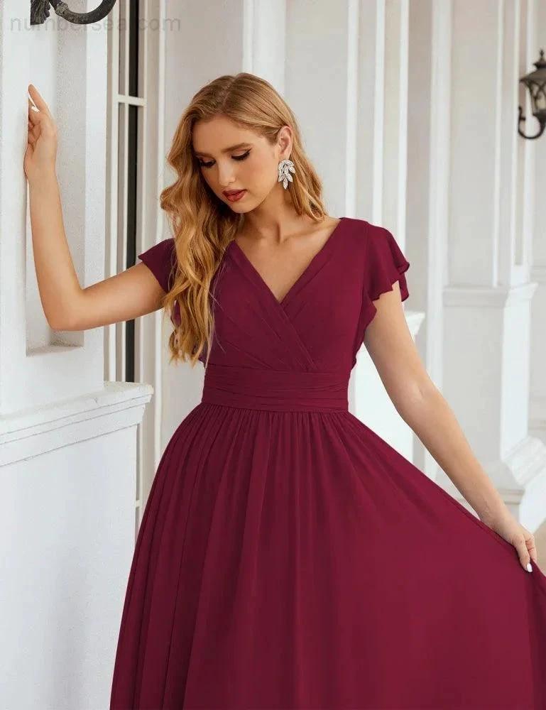 ZapDress V-Neck Bridesmaid Dress Floor Length Backless Formal Evening Dress 28024 (ZD17052)