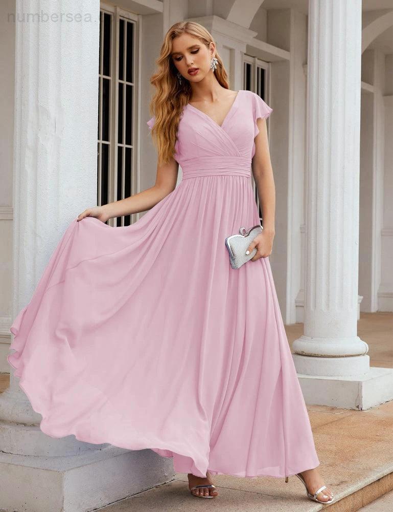 ZapDress V-Neck Bridesmaid Dress Floor Length Backless Formal Evening Dress 28024 (ZD17052)
