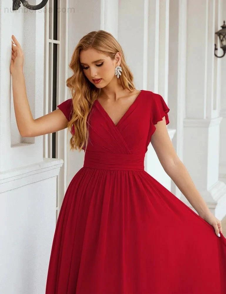 ZapDress V-Neck Bridesmaid Dress Floor Length Backless Formal Evening Dress 28024 (ZD17052)