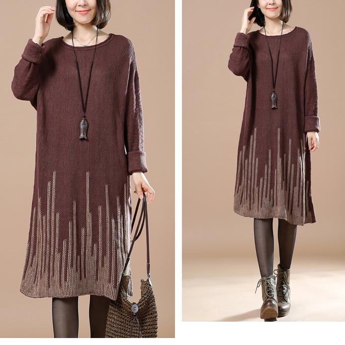 Chocolate falling stars women knit sweaters knit dress plus