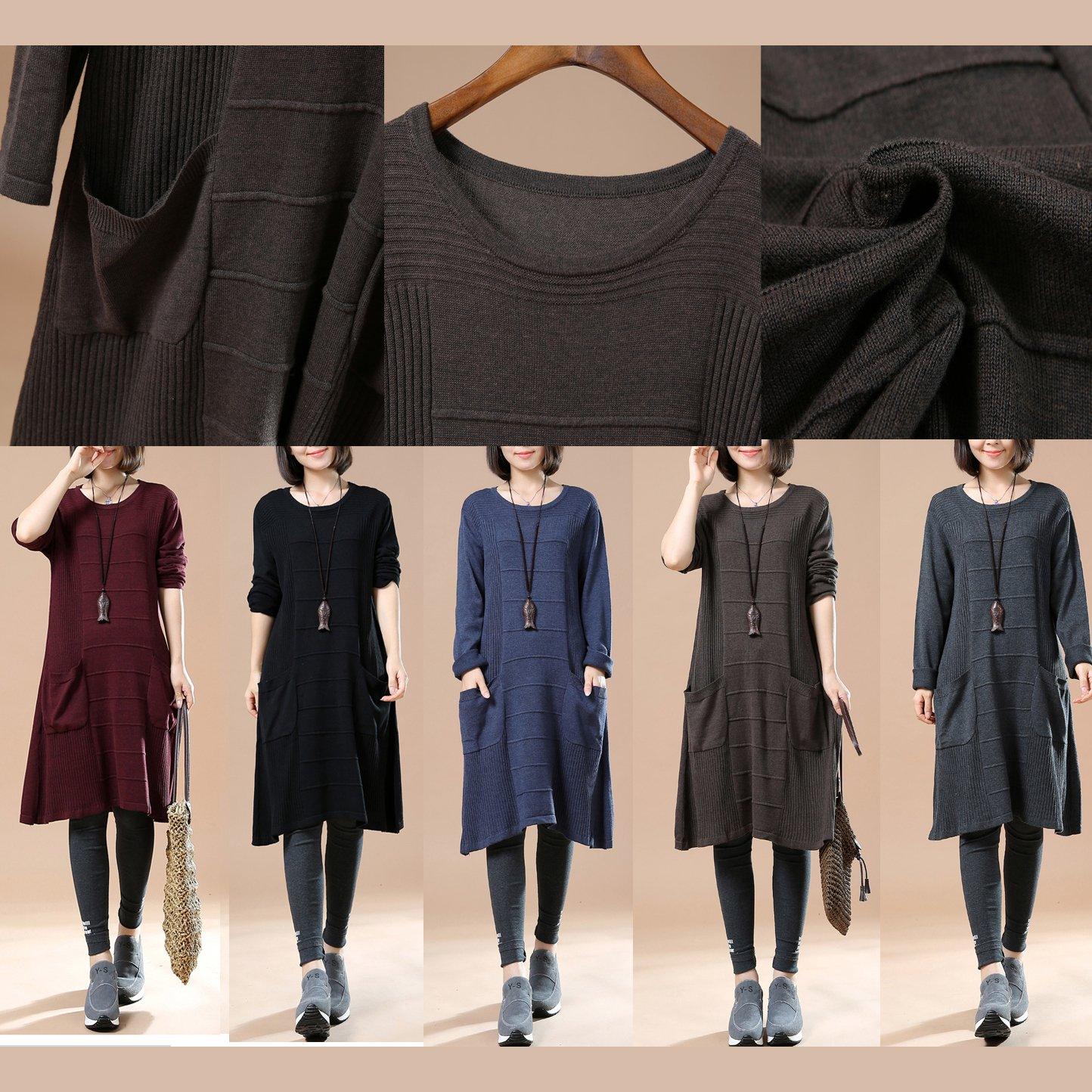 Chocolate new causal sweater dresses plus size