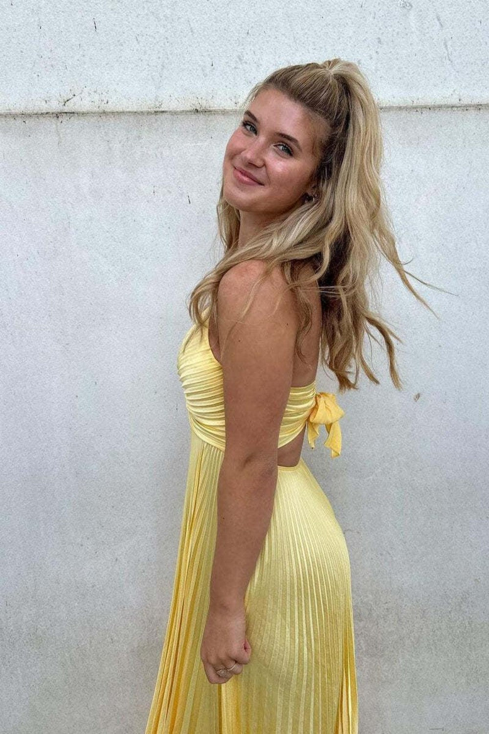 Chic A Line Halter Neck Green Long Prom Dress with Keyhole