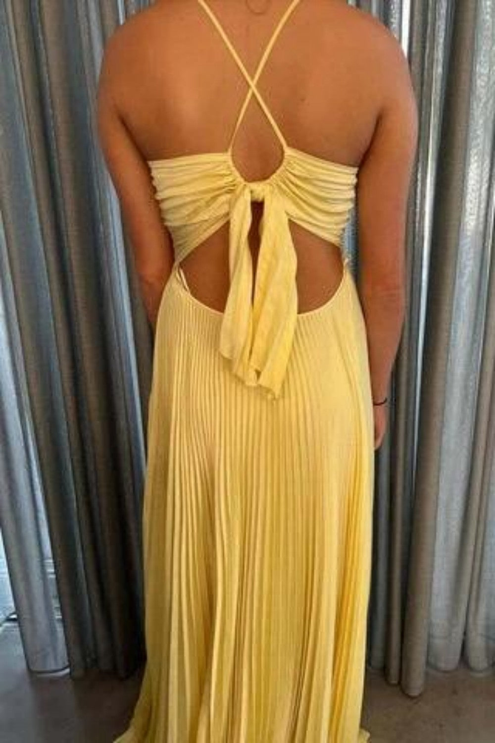 Chic A Line Halter Neck Green Long Prom Dress with Keyhole