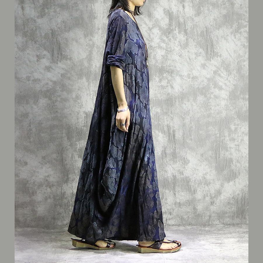 Classy long sleeve cotton clothes Shape blue Dress summer