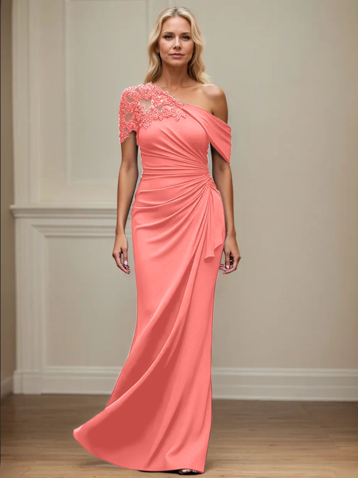 Trumpet/Mermaid Asymmetrical Mother of the Bride Dress with Appliques