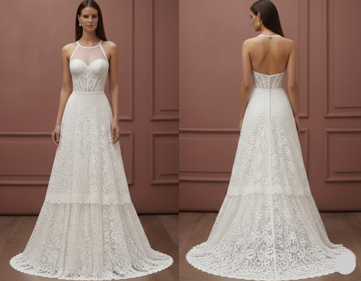 Crochet Wedding Dress Handcrafted Long Boho Beach Gown