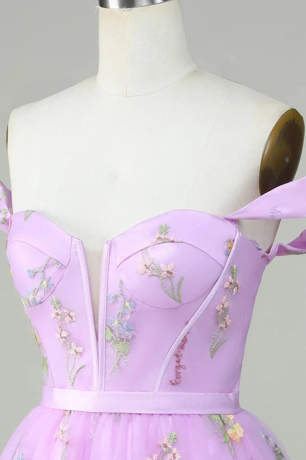 Cute A Line Sweetheart Purple Short Homecoming Dress with Embroidery (ZD11485)