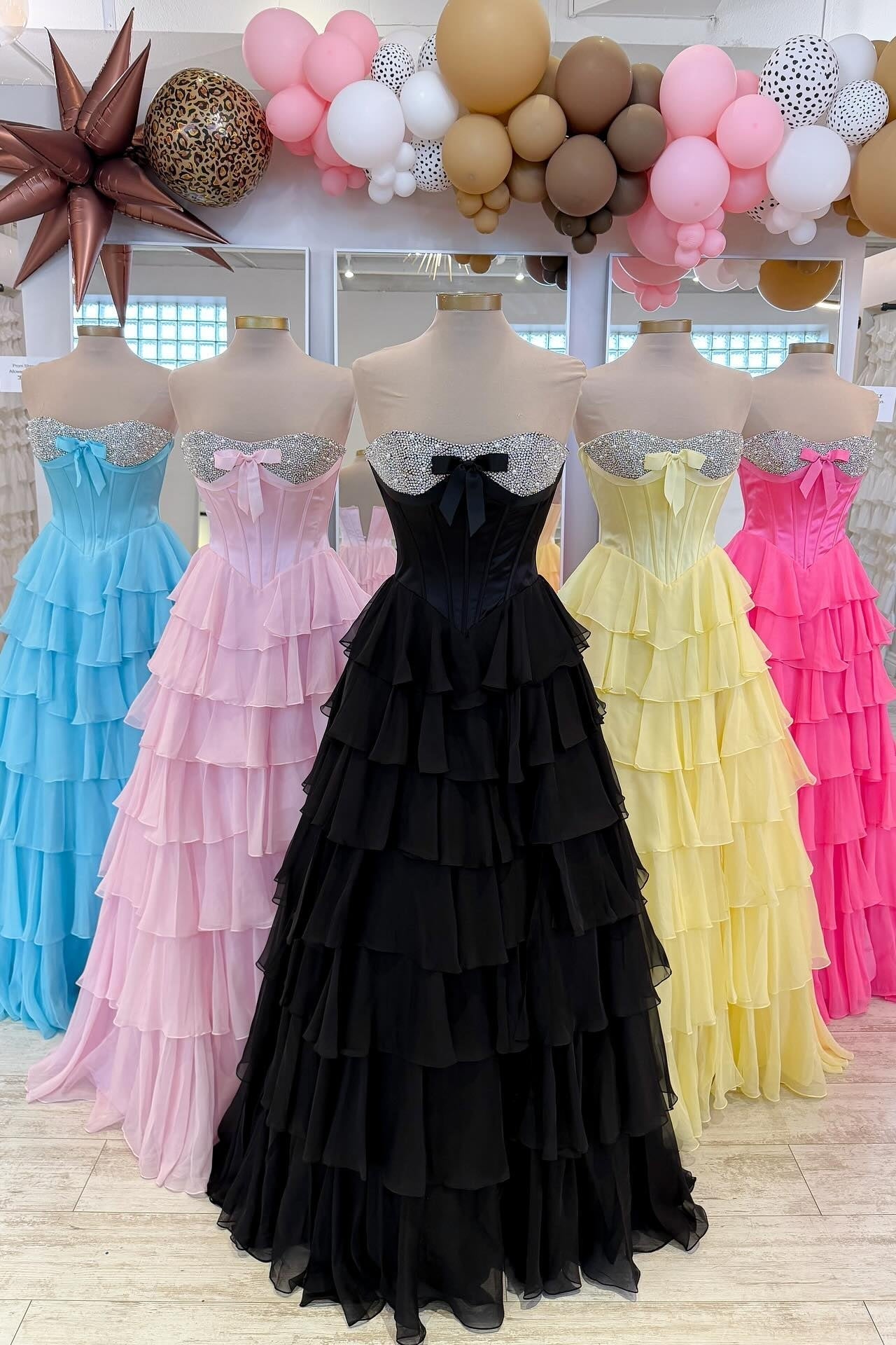 Princess A Line Sweetheart Pink Corset Prom Dress with Beading Ruffles