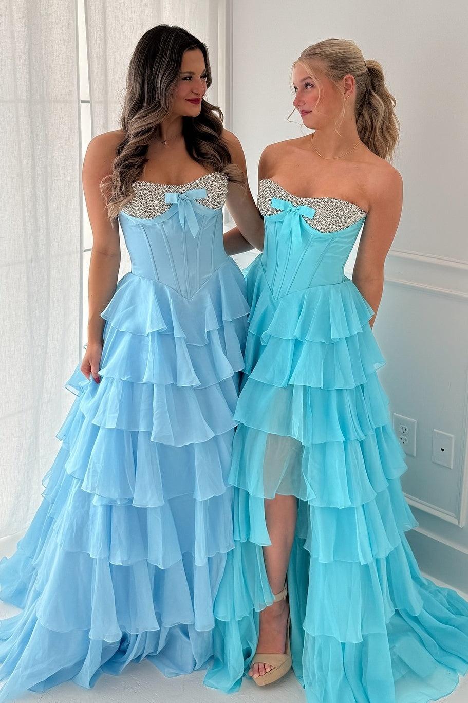 Princess A Line Sweetheart Pink Corset Prom Dress with Beading Ruffles