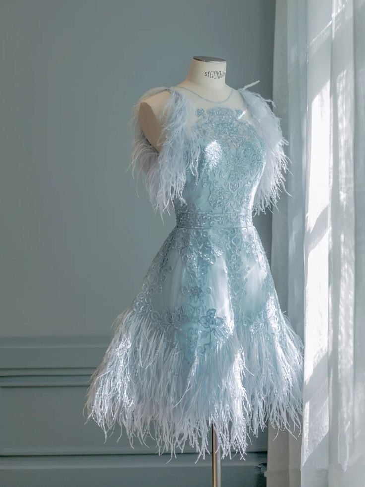 Beautiful A-Line Short Blue Birthday Outfits Homecoming Dress For Teens - FashionDia