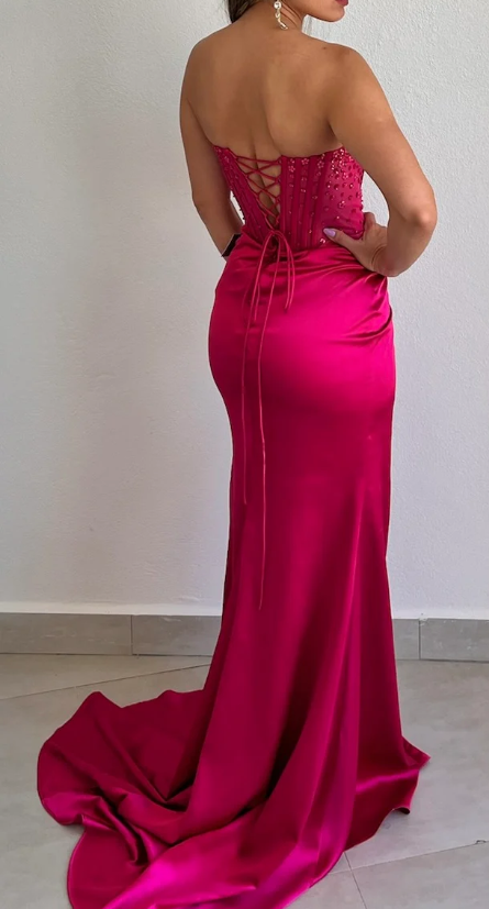 Charming Satin Mermaid Long Party Dress Graduation Dress Evening Dress - View 4 | FashionDia