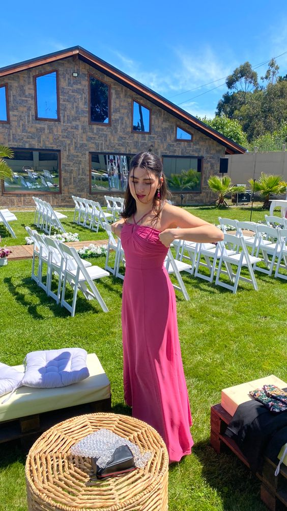 Simple Pink Long Prom Dress,Senior Prom Gown