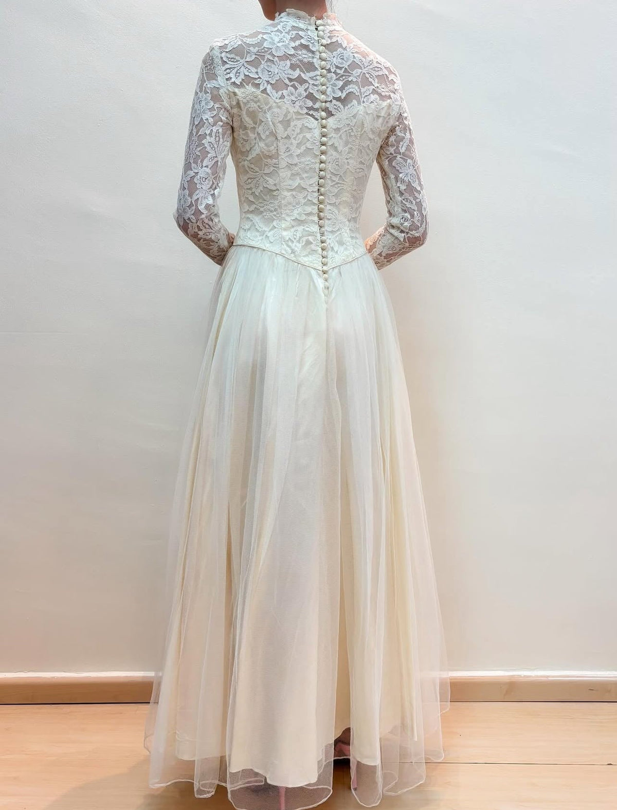 Long Lace Sleeves Vintage Wedding Dress A-Line Bridal Dress