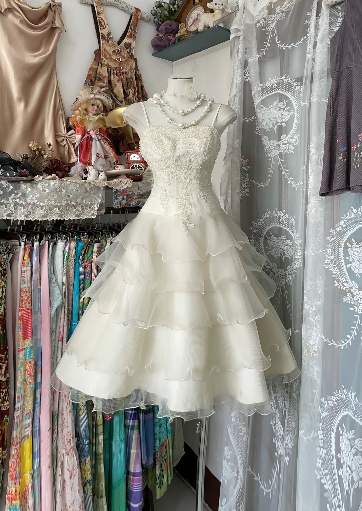 Spaghetti Straps Applique Short Homecoming Dress Layered Prom Party Dress