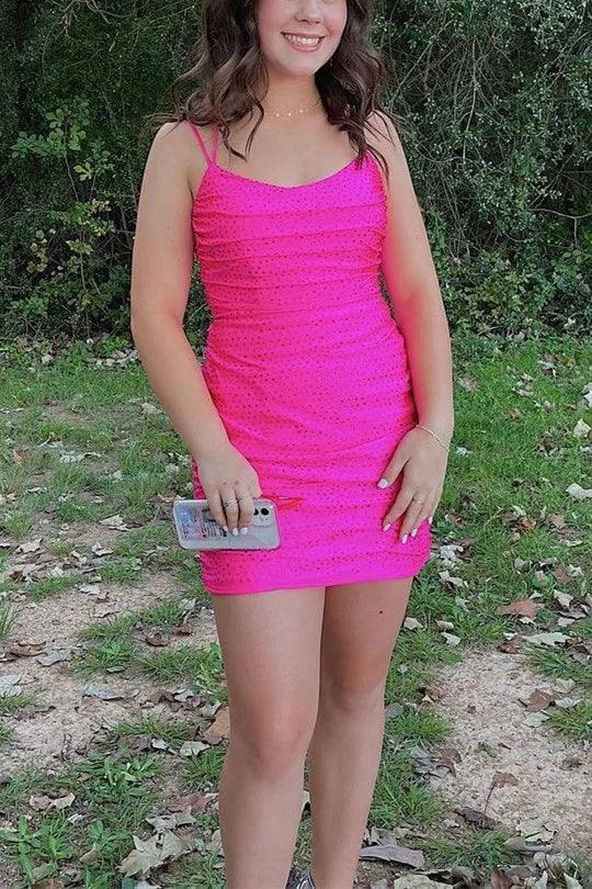 Chic Spaghetti Straps Tight Sequins Homecoming Dresses by Ombreprom