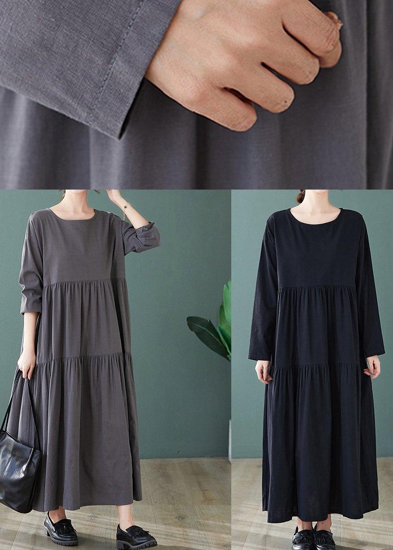 DIY Black Dresses O Neck Cinched Maxi Spring Dress