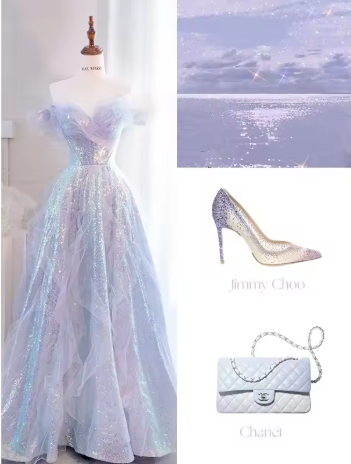 Purple Off Shoulder Sequin Tulle Long Prom Dress Purple Formal Evening Dresses Y4659 - View 4 | VelvetHem