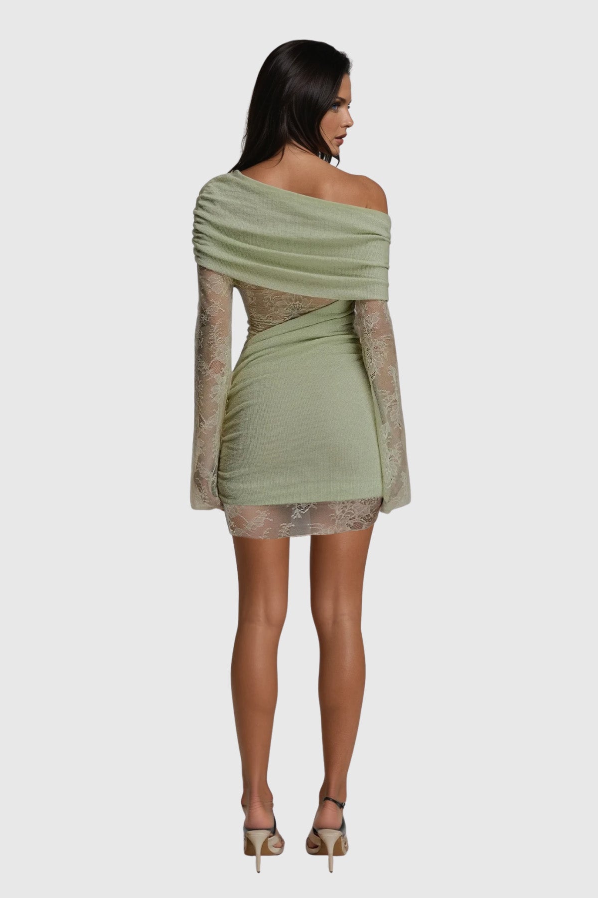 Dagrun Knit Ruch Lace Mini Dress