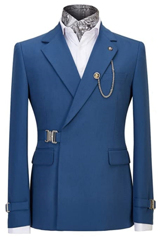 Dark Blue Notched Lapel Prom Suit for Men