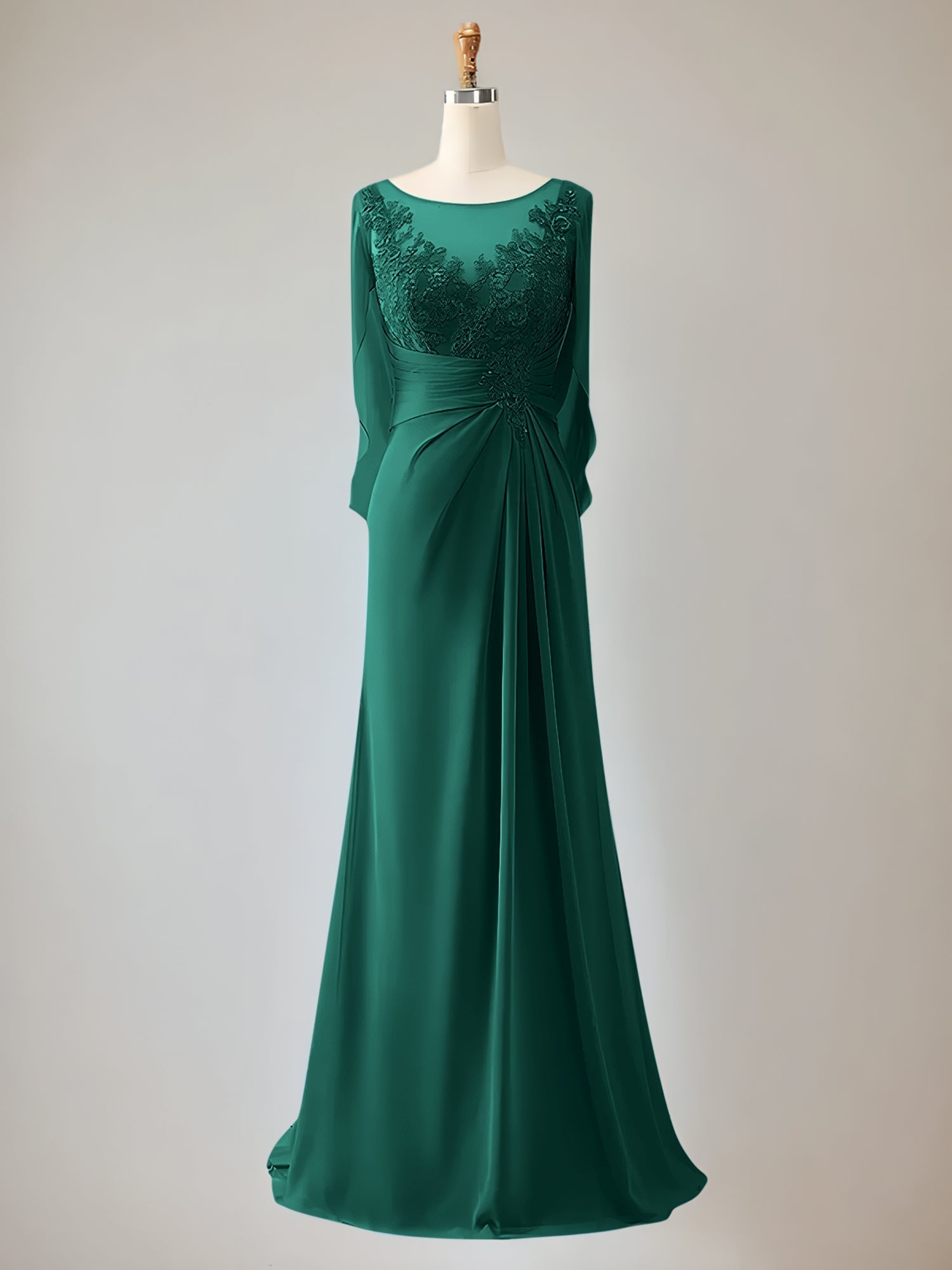 Trumpet/Mermaid Scoop Neck 1/2 Sleeve Chiffon Mother of the Bride Dress With Beadings