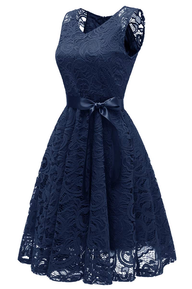 Pink Lace Short Baby Doll Prom Dress - Fashionpara