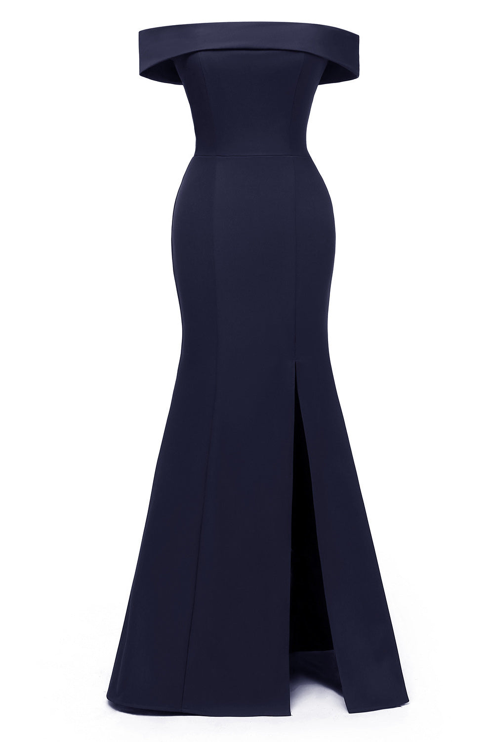 Dark Navy Off-the-shoulder Mermaid Prom Dress - Fashionpara