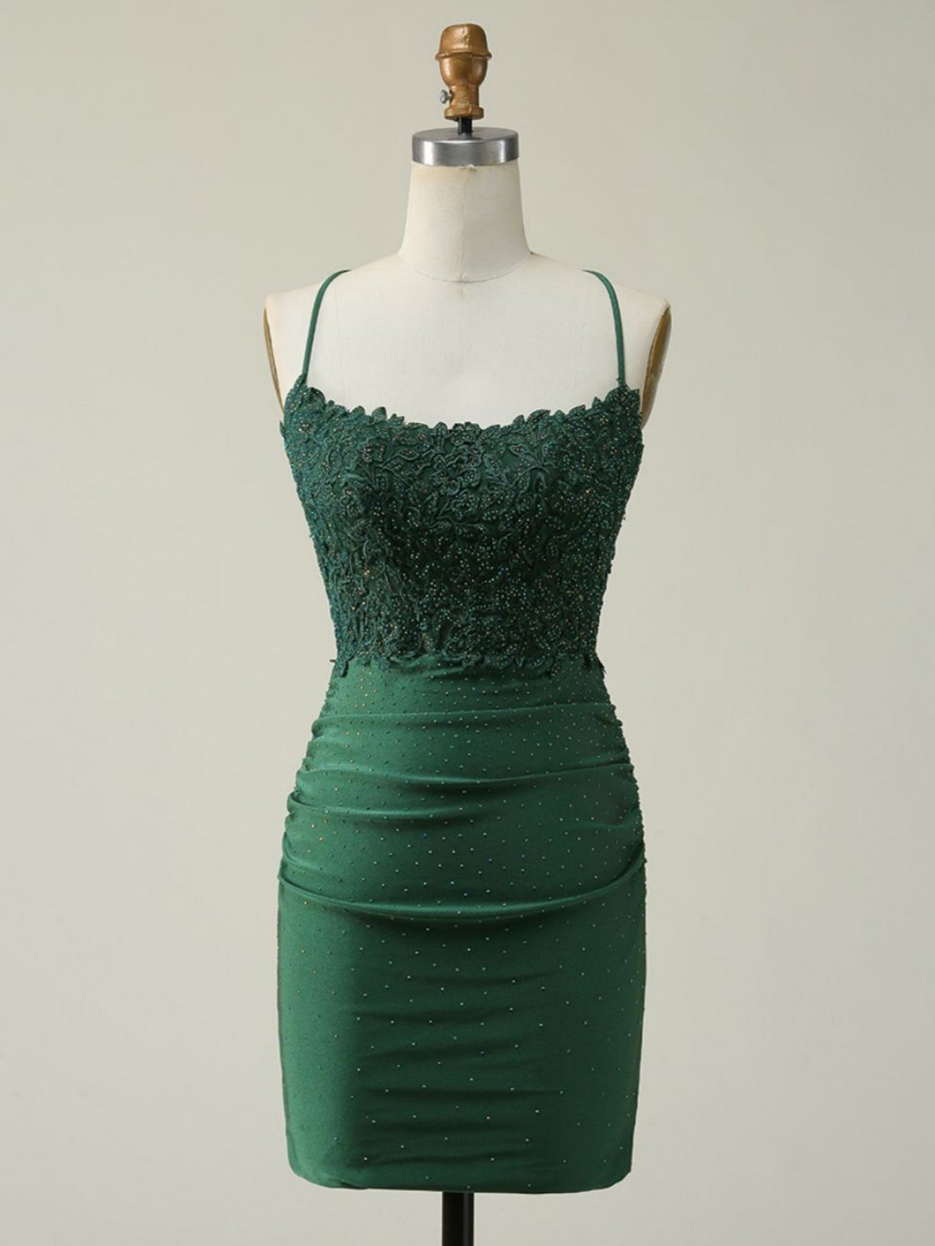 DarkGreen Glitter Halter Short Homecoming Dress - Fashionpara