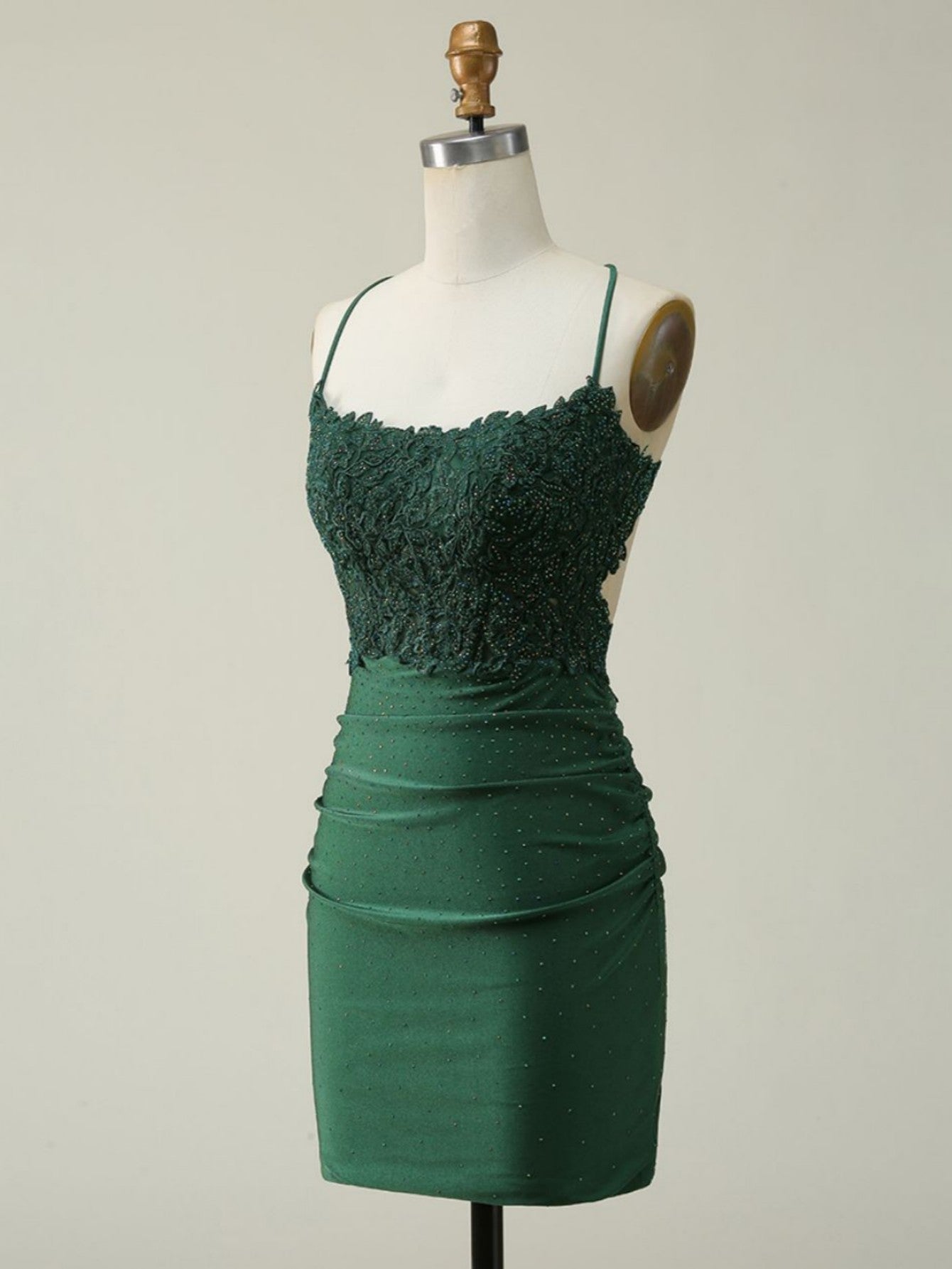 DarkGreen Glitter Halter Short Homecoming Dress - Fashionpara