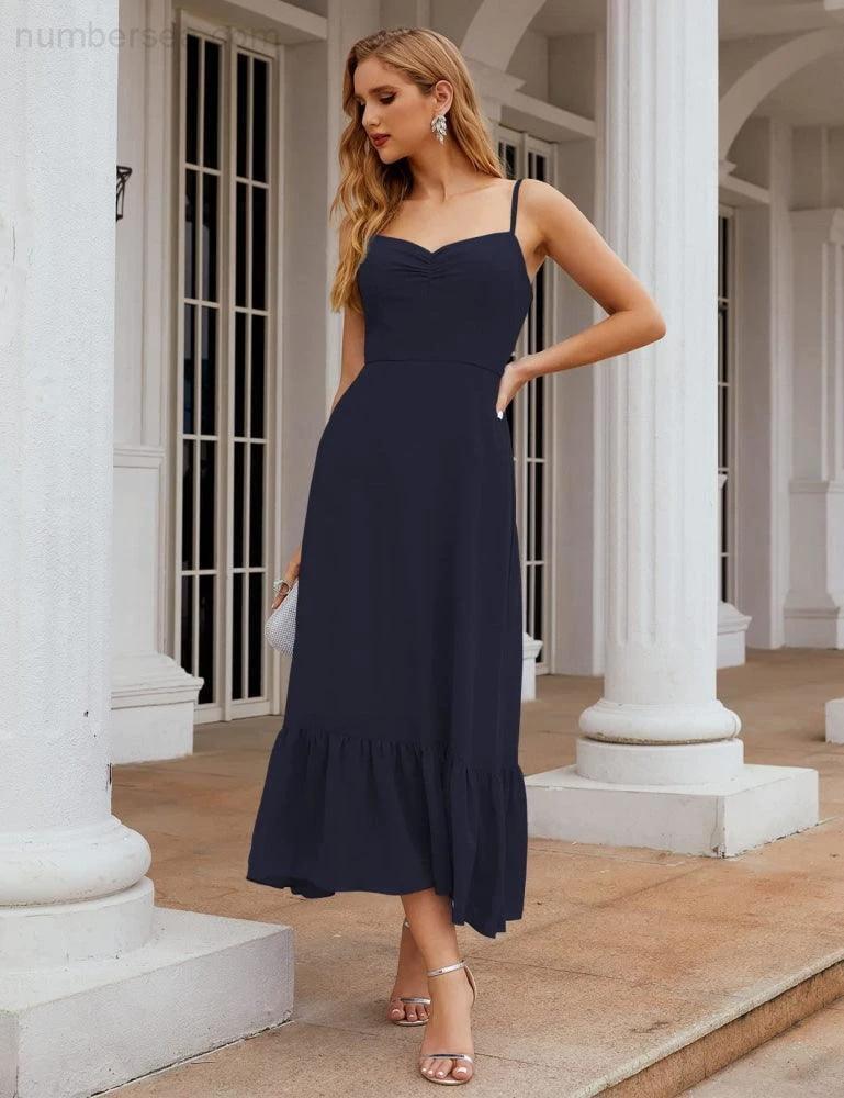 ZapDress  Spaghetti Strap Chiffon Bridesmaid Dress Ankle Length Formal A Line Cocktail Party Homecoming Dress for Juniors (ZD16949)