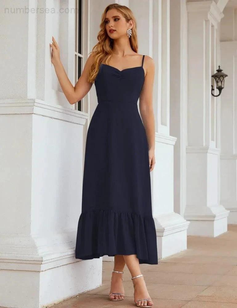 ZapDress  Spaghetti Strap Chiffon Bridesmaid Dress Ankle Length Formal A Line Cocktail Party Homecoming Dress for Juniors (ZD16949)