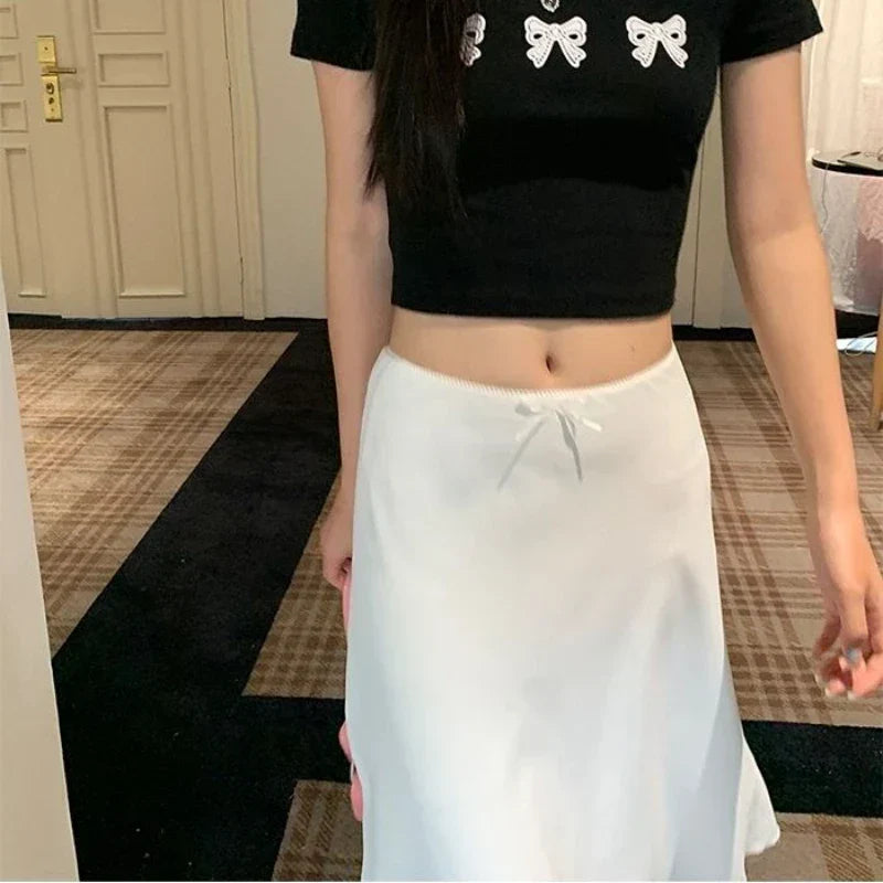 DressBetty - Elegant White Ruffle Mid Skirt - View 6 | VelvetHem