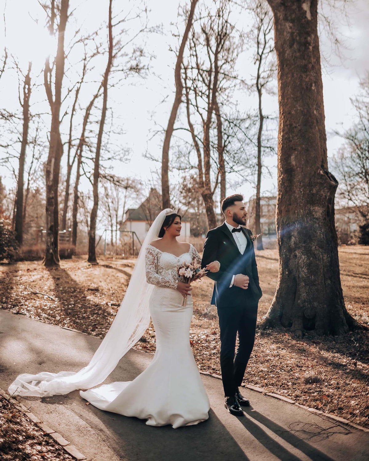 Designer Lace Mermaid wedding dresses with sleeves