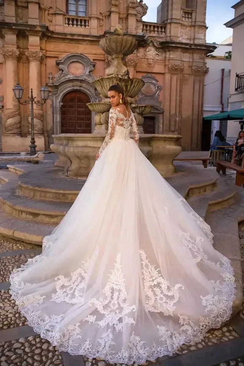 Detachable Train Mermaid Long Sleeves Wedding Dresses Lace Robe De Mariée Vestido De Noiva (ZD14025)