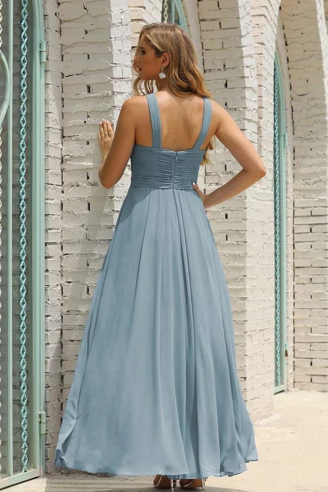 Numbersea Women Halter Chiffon Bridesmaid Dress A-line Long Formal Prom Gown SEA28015 by numbersea
