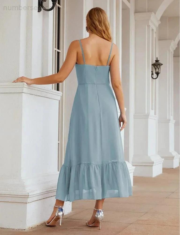 ZapDress  Spaghetti Strap Chiffon Bridesmaid Dress Ankle Length Formal A Line Cocktail Party Homecoming Dress for Juniors (ZD16949)