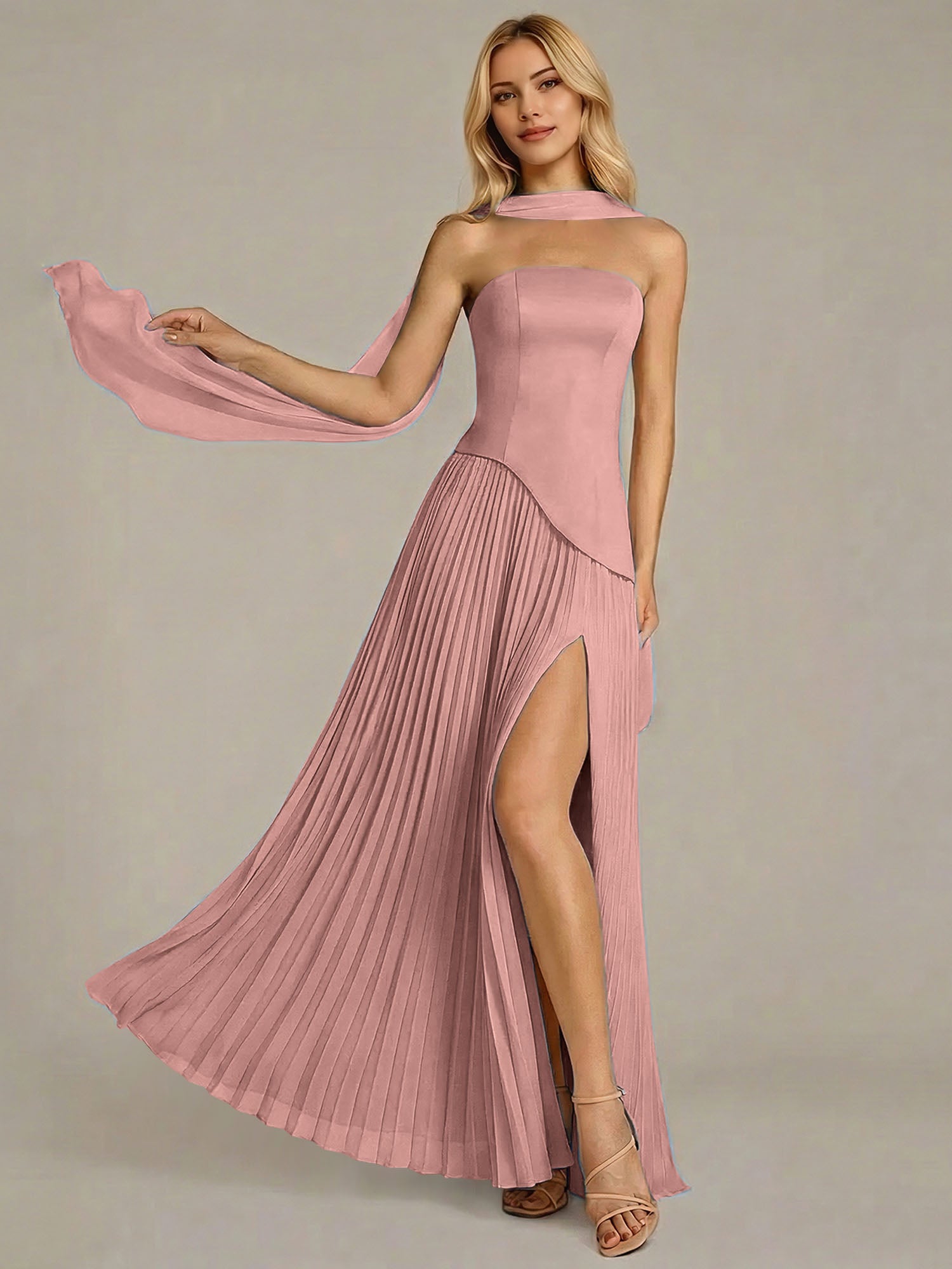 Navy A Line Satin Off The Shoulder Sleeveless Floor Length Dress