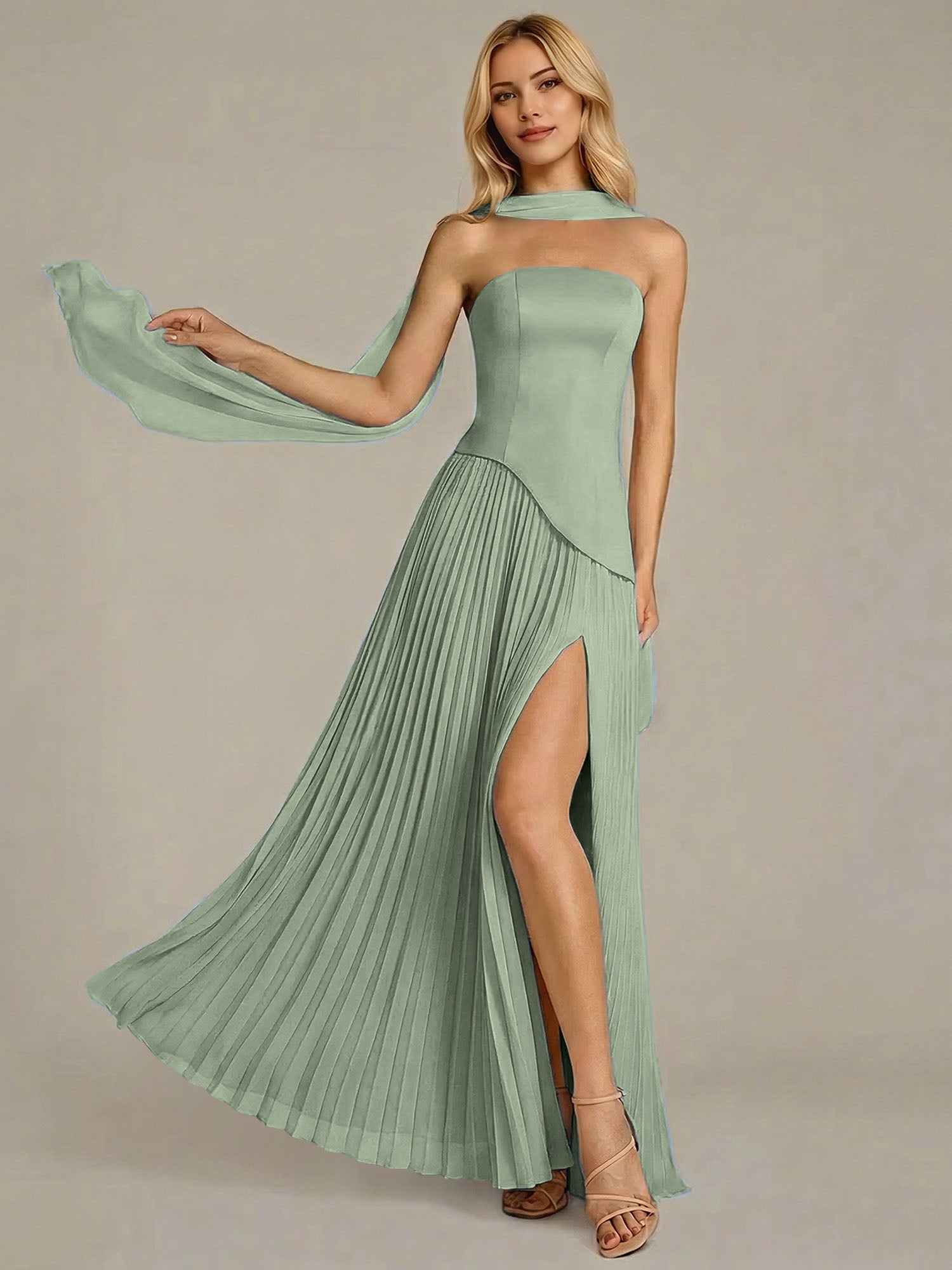 Navy A Line Satin Off The Shoulder Sleeveless Floor Length Dress