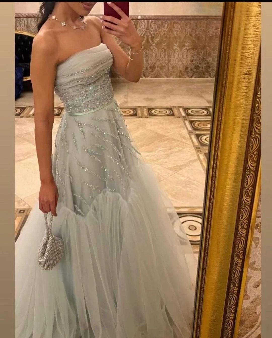 Tulle Sequined Prom Dress for Women Strapless Evening Gown Sparkly Birthday Party Floor Length