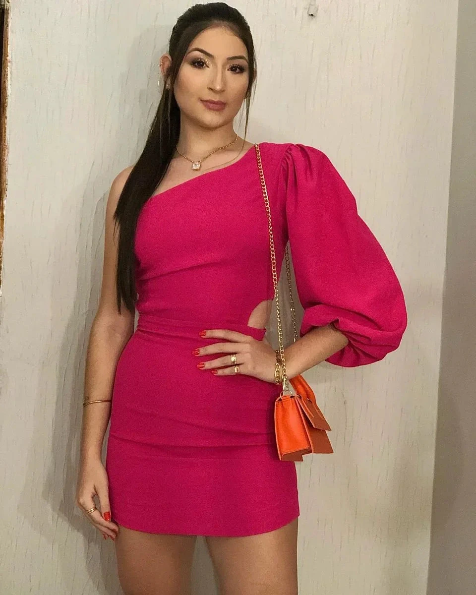 New Arrival One Sleeve Bodycon Dress Mini Homecoming Dress Y2186 by simplepromdress