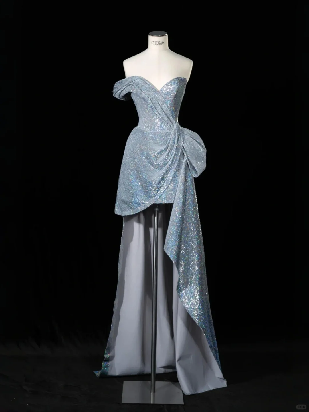 Glitter Blue Off-the-Shoulder Sequins Birthday Dress Formal Graduation Homecoming Dress - FashionDia
