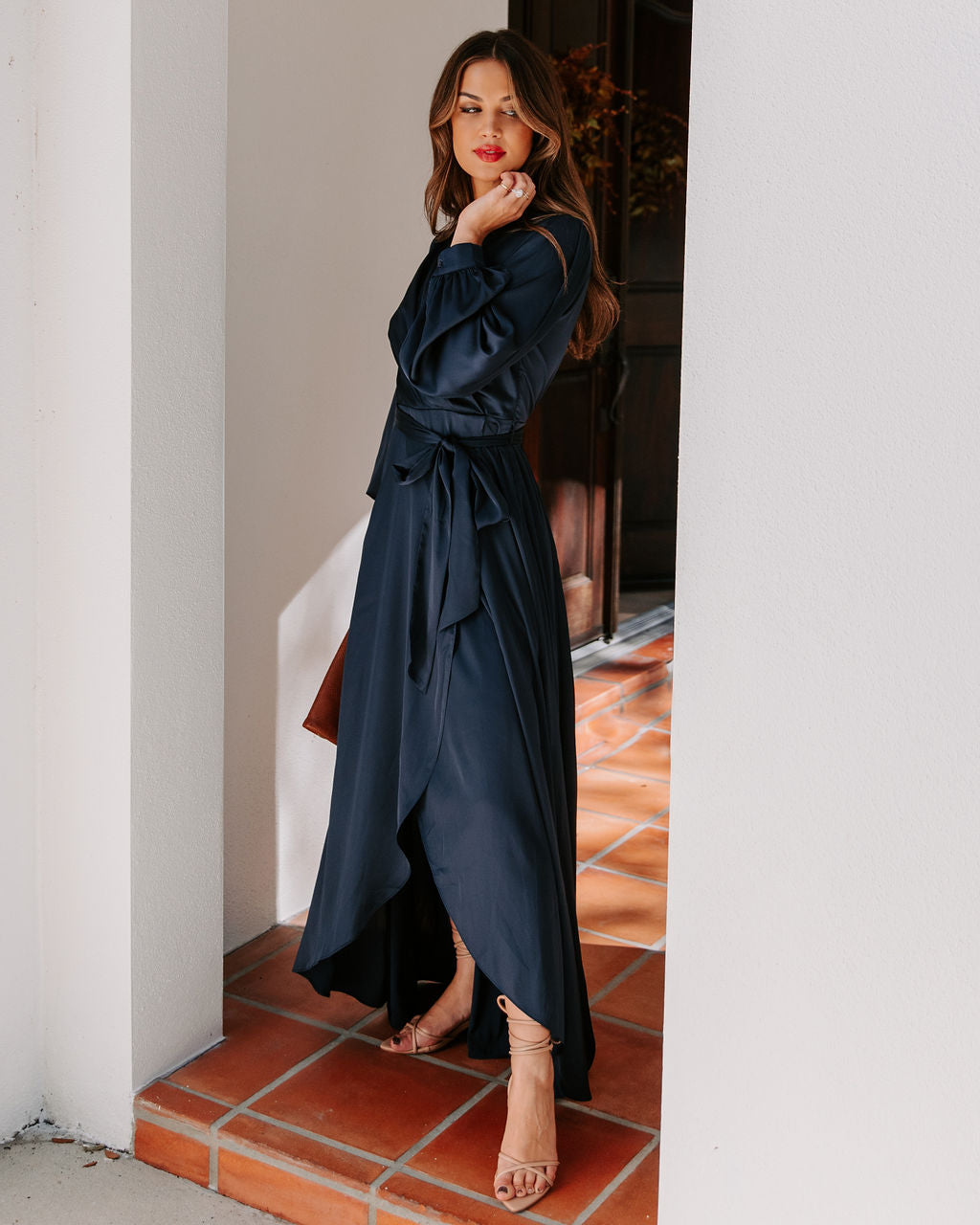 Always Memorable Satin Maxi Dress Navy