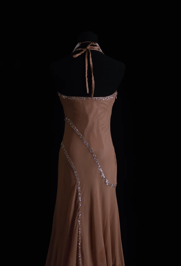 Classy Halter Chiffon Sequin Beaded Mermaid Long Wedding Guest Dress Formal Party Dress