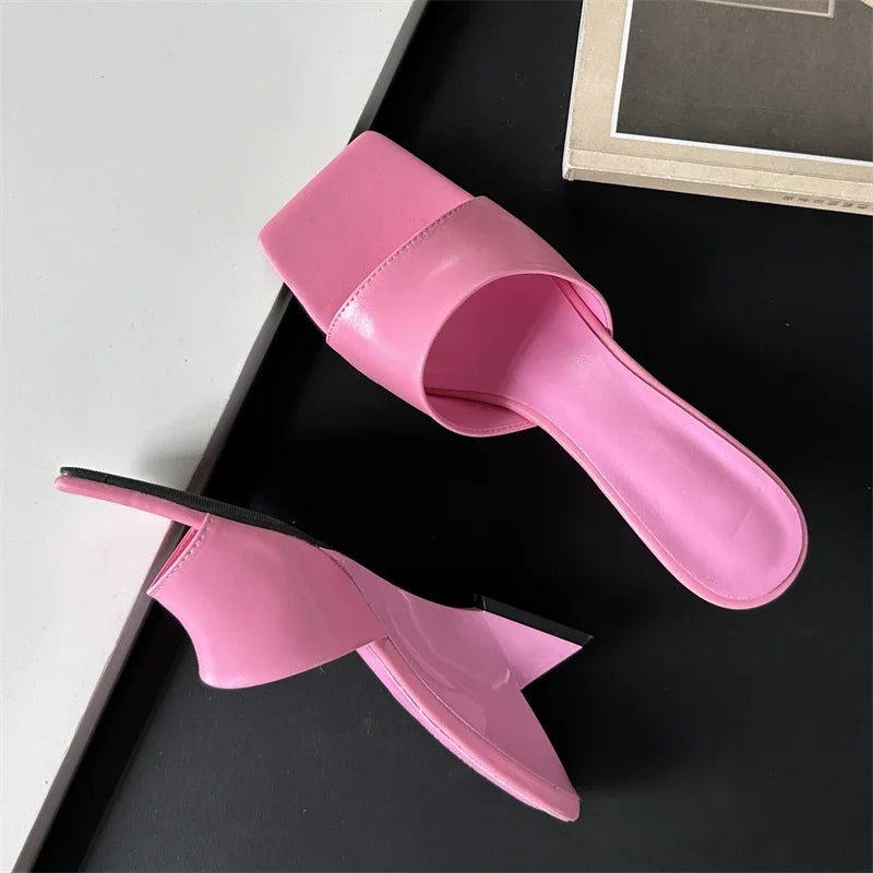 New Design Concise Wedges Highs Slippers Square Toe Party Dress Slides Summer Shoes Low Heel Pumps - View 2 | VelvetHem