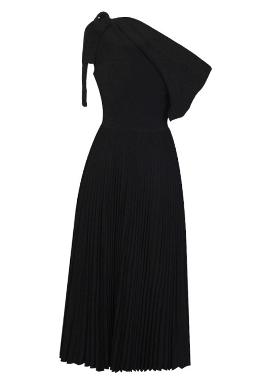Elegant Black Off Shoulder A-Line Cocktail Party Dress - Fashionpara
