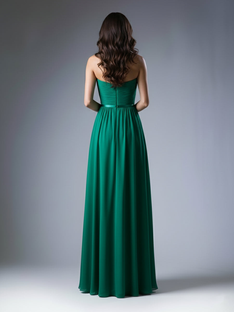 Elegant Floor Length Chiffon Long Bridesmaid Dress