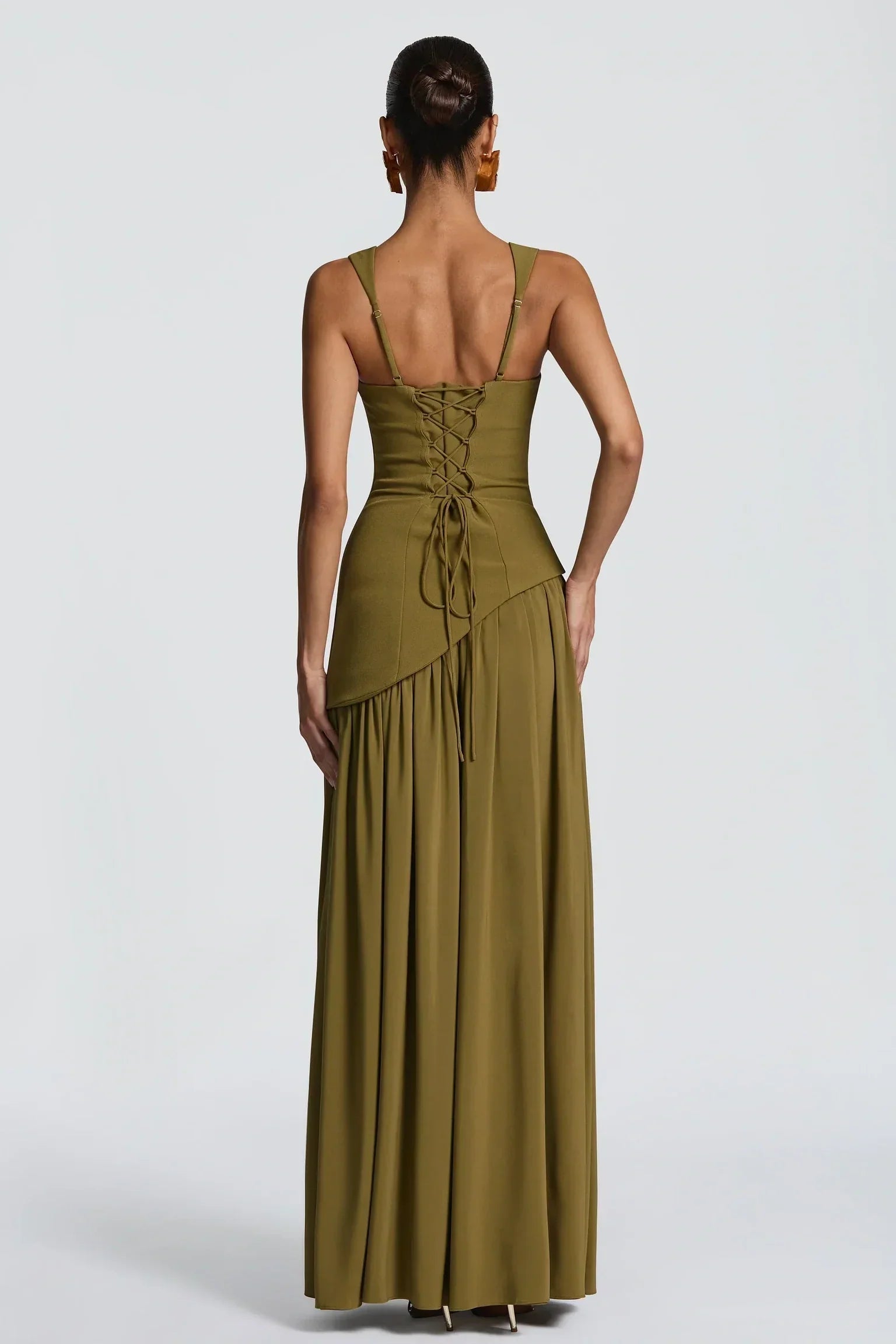 Elegant Mermaid Square Neck Green Long Prom Dress with Ruffles