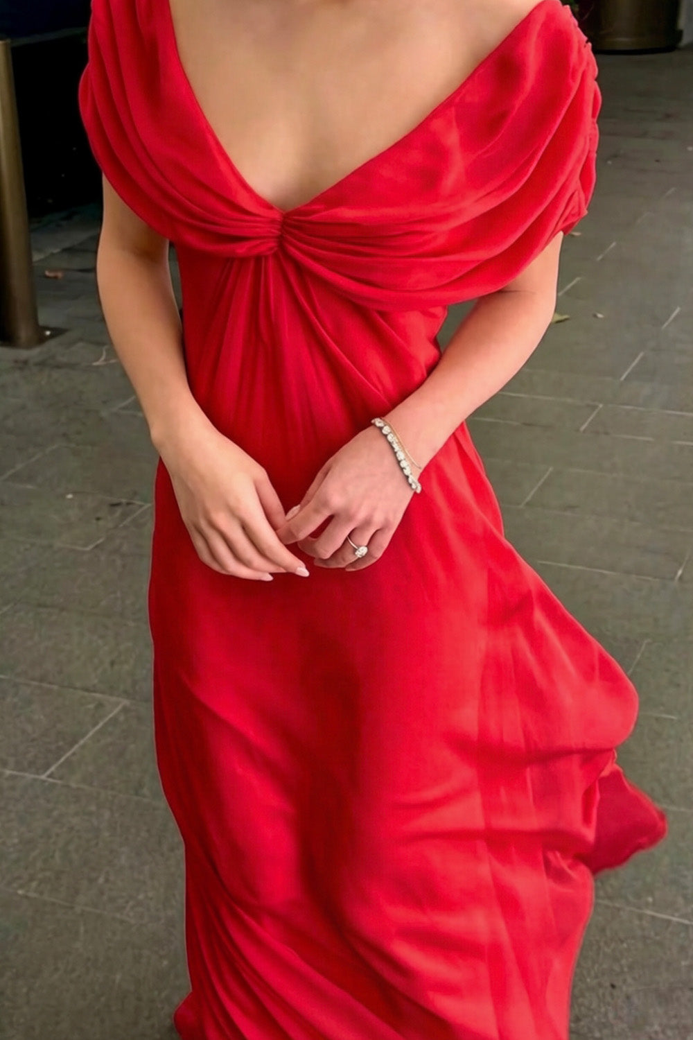 Elegant A Line V Neck Pink Chiffon Long Prom Dress with Ruffles