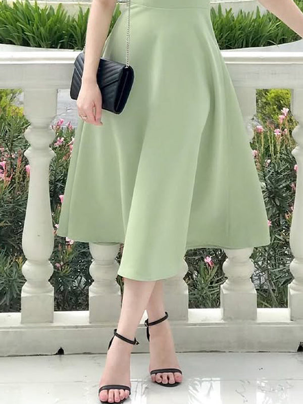 Elegant Green Spaghetti Straps Pleated Party Dress